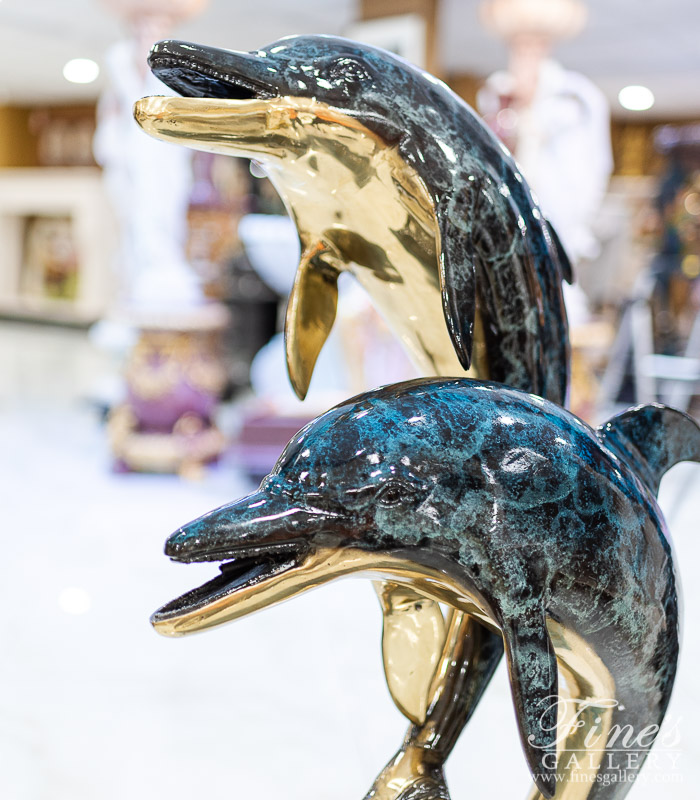 Bronze Fountains  - Two Dolphins Bronze Fountain - BF-383
