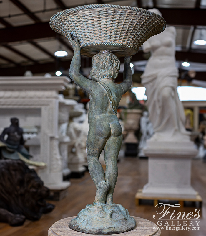 Bronze Fountains  - Boy Holding Basket Bronze Fountain - BF-461