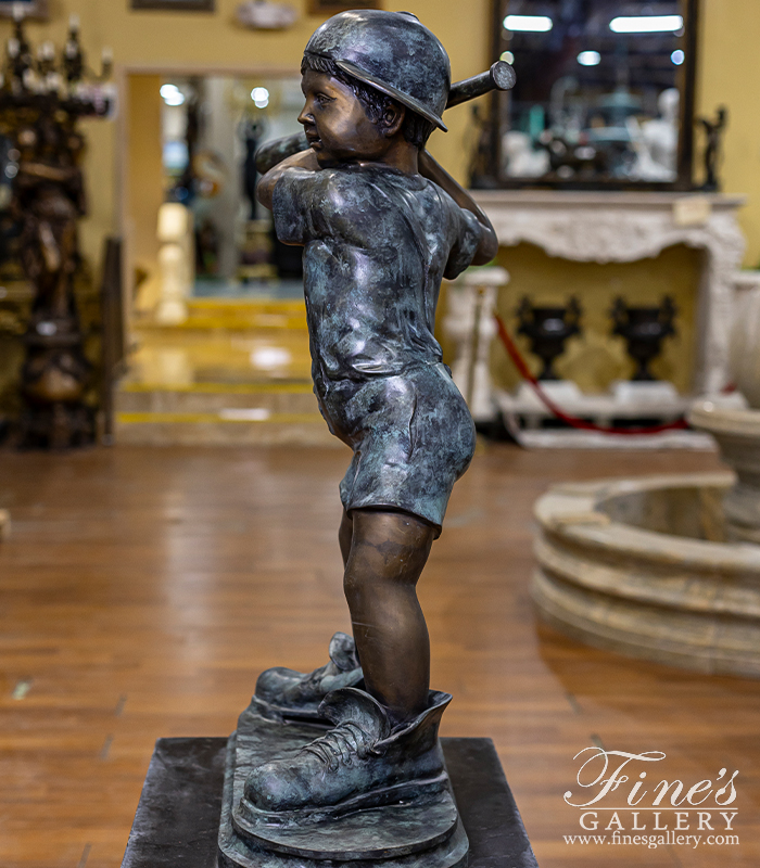 Bronze Statues  - Young Baseball Player Bronze Statue - BS-877