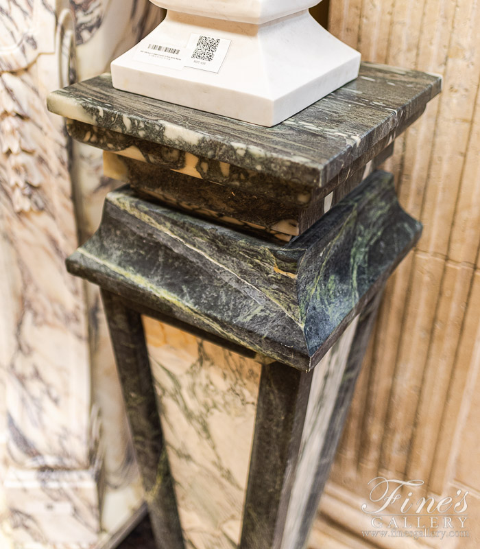 Marble Bases  - Arabascato And Verde Green Marble Pedestal - MBS-192