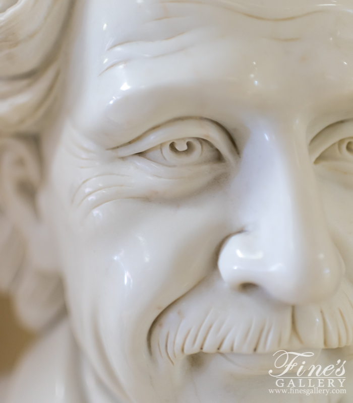 Marble Statues  - Bust Of Albert Einstein In Pure White Marble - MBT-458