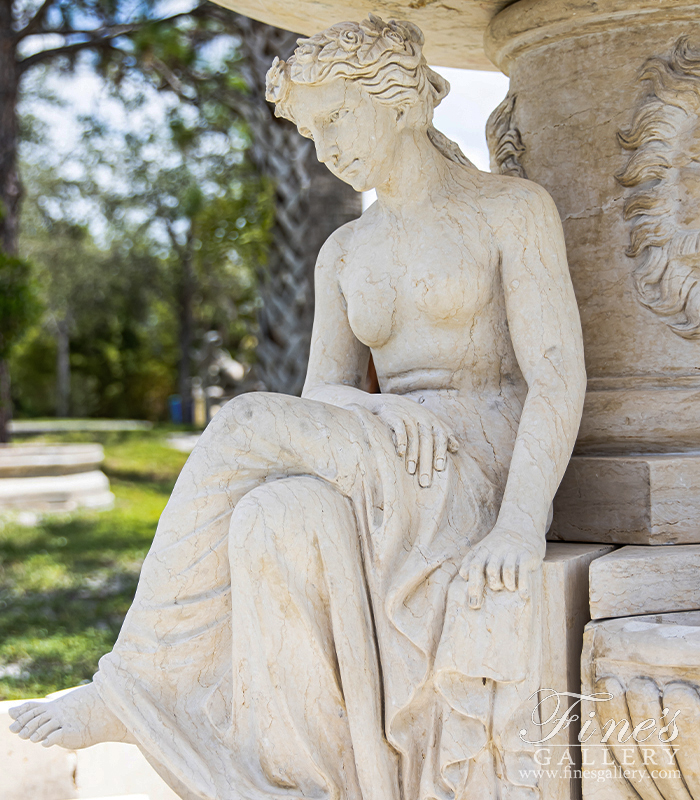 Marble Fountains  - Grecian Ladies Fountain In Galala Marble - MF-371
