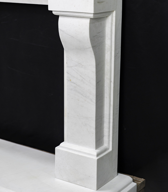 Marble Fireplaces  - Transitional White Marble Fire - MFP-1603