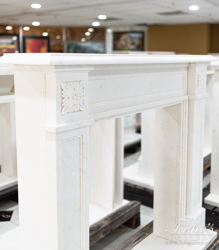 Marble Fireplaces  - Classic Statuary White Marble Fireplace - MFP-1787