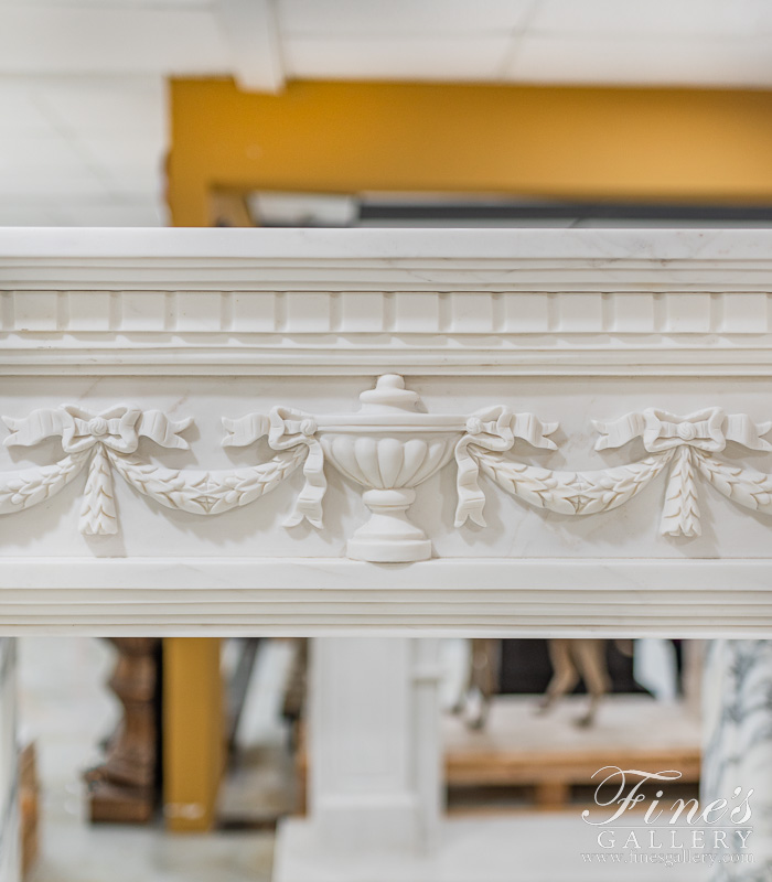 Marble Fireplaces  - Neoclassical Style Statuary White Marble Mantel - MFP-311