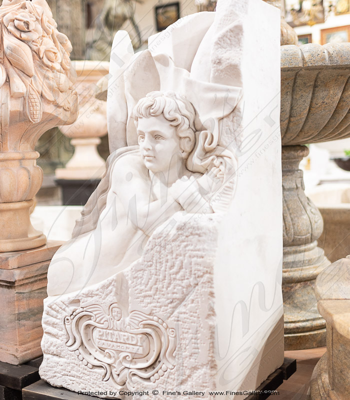 Marble Statues  - Marble Arch Angel Statue In Aged White Marble - MS-621