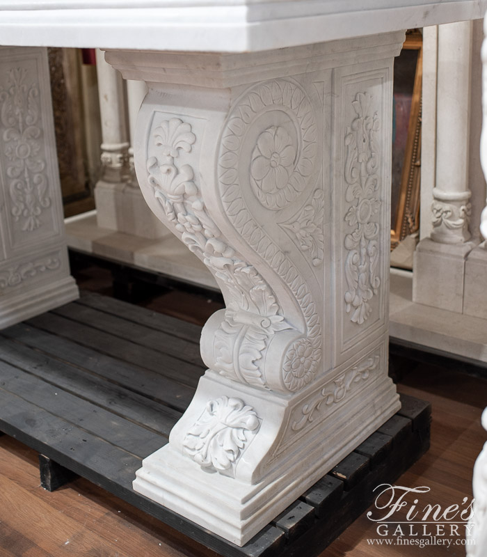 Marble Tables  - Pure White Marble Credenza Foyer Table - MT-131