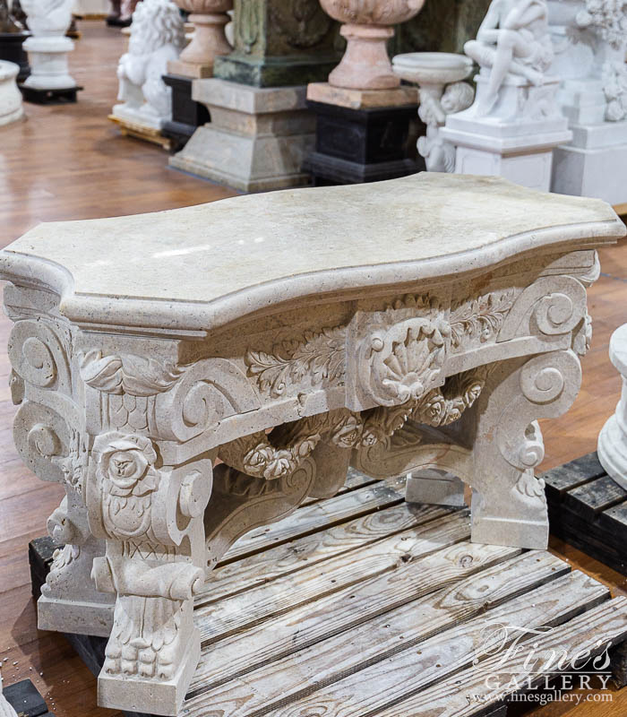 Marble Tables  - Ornate Travertine Table - MT-266