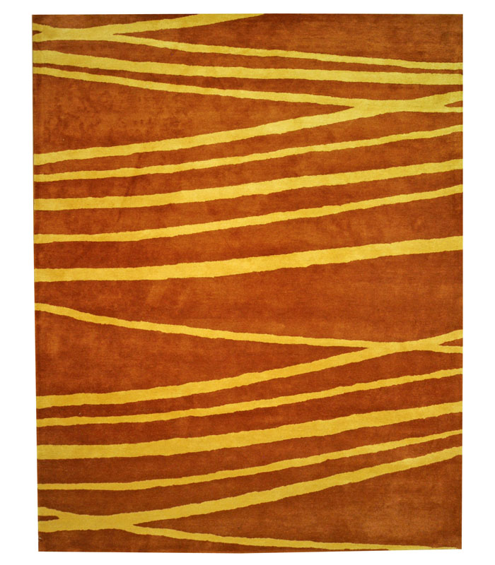 Rust Gold Wool Rect Rug
