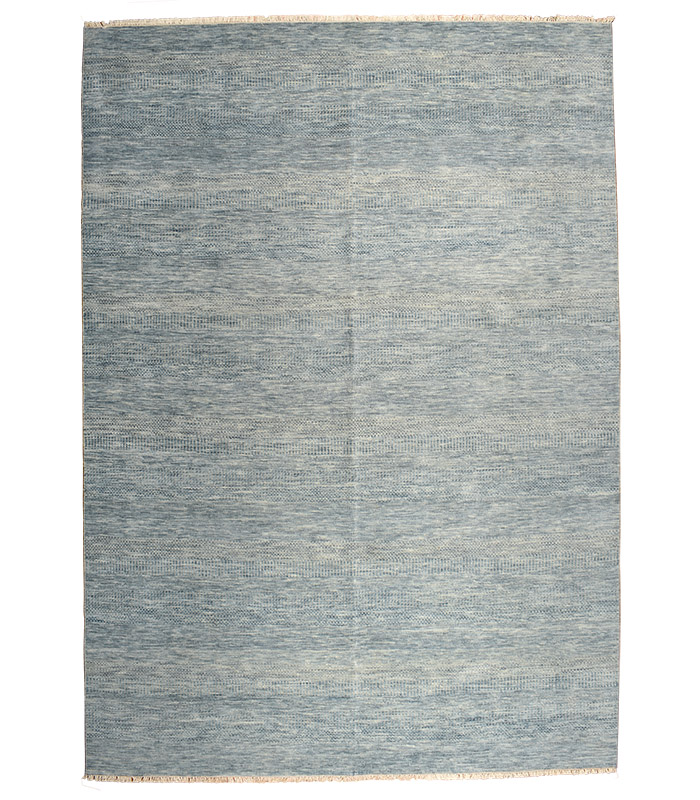 blue grey coastal saw-grass hand-knotted wool rug