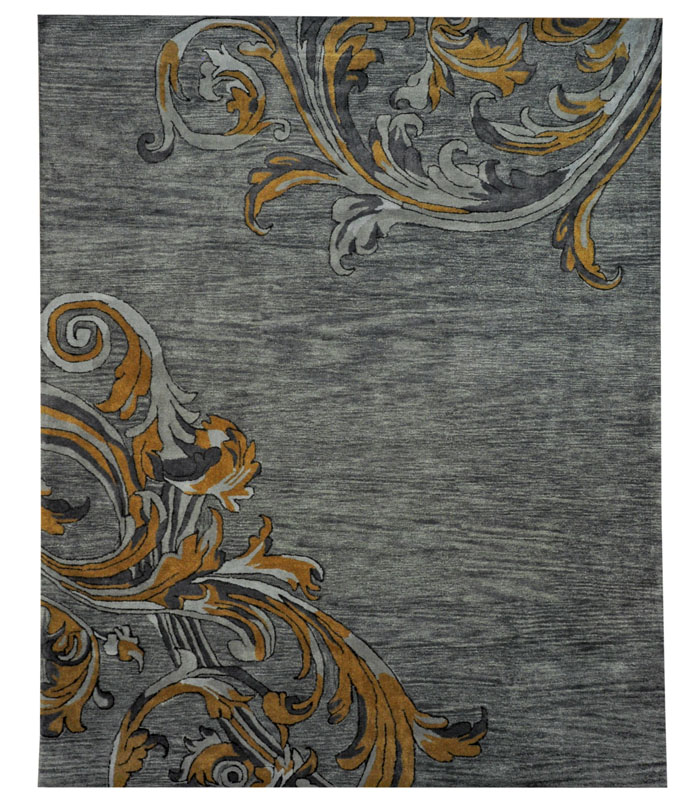 Blue Gray Wool Rect Rug
