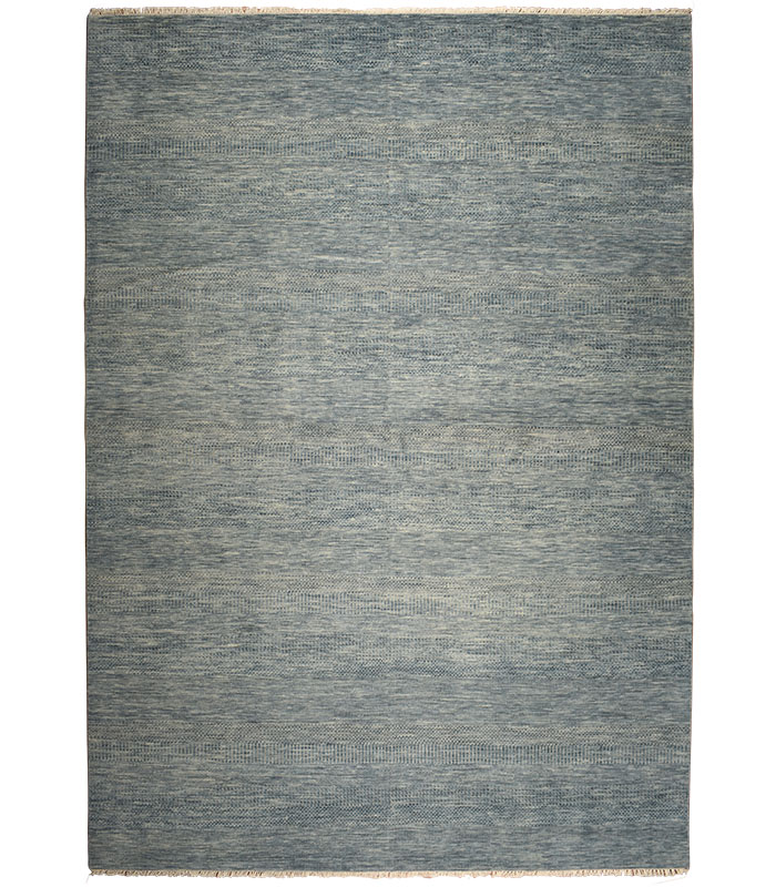 Rug Rects  - Blue Grey Coastal Saw-grass Hand-knotted Wool Rug - R8088