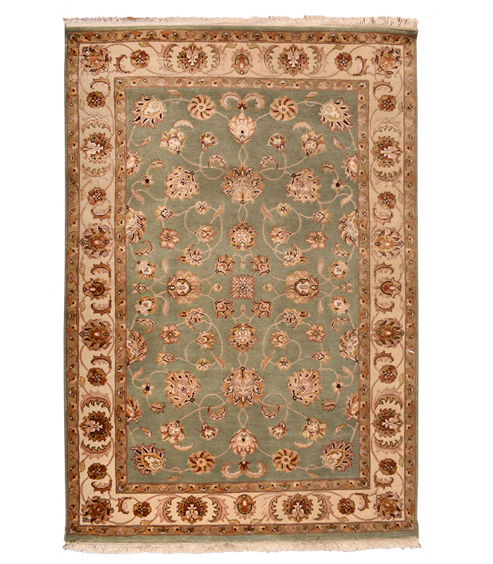 Rug Rects  - Rug Ivory On Green - R8103