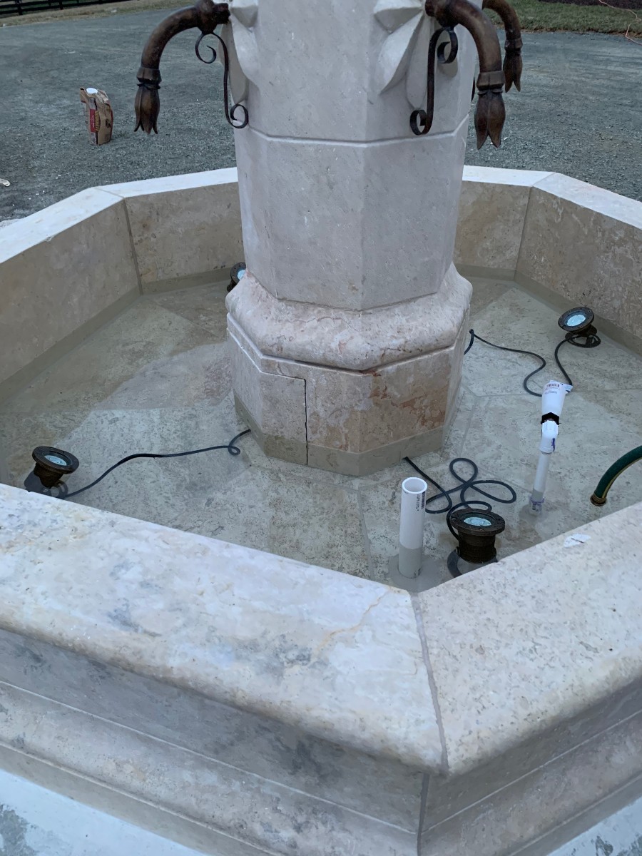 Custom Marble Fountain Installation Photos