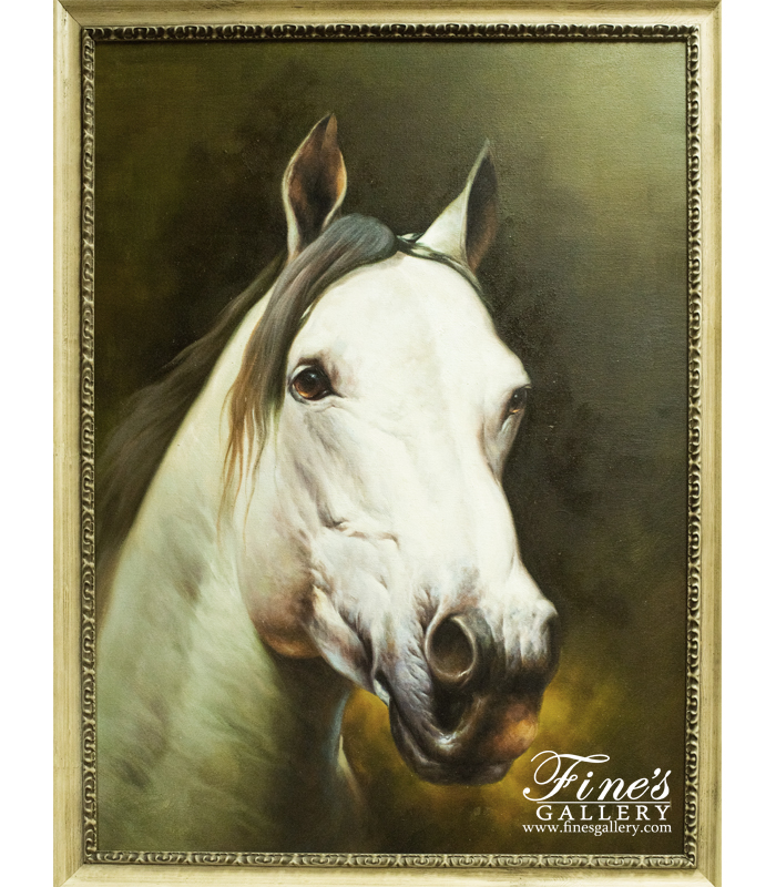 Painting Canvas Artwork  - White Horse Canvas Painting - ART-040