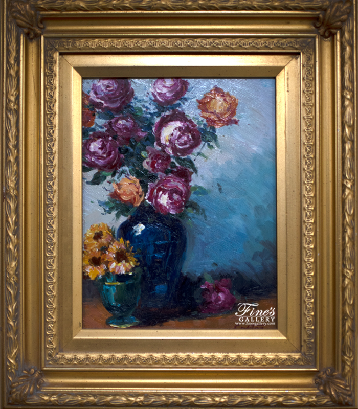 Painting Canvas Artwork  - Roses In A Vase Canvas Painting - ART-098