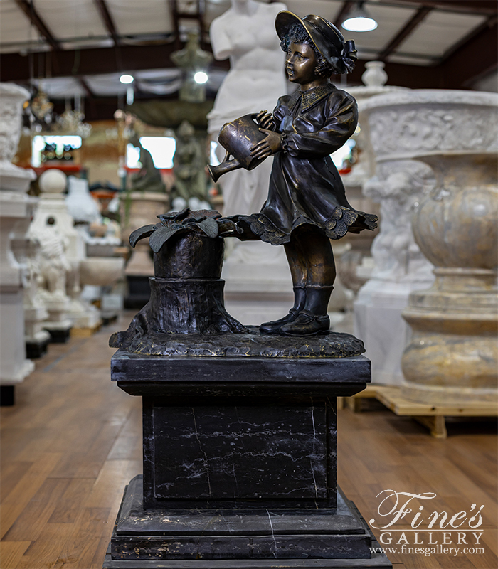 Bronze Fountains  - Bronze Fountain Girl With Watering Can - BF-178
