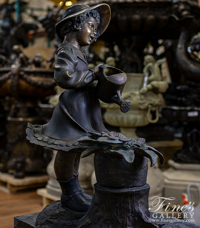 Bronze Fountains  - Bronze Fountain Girl With Watering Can - BF-178