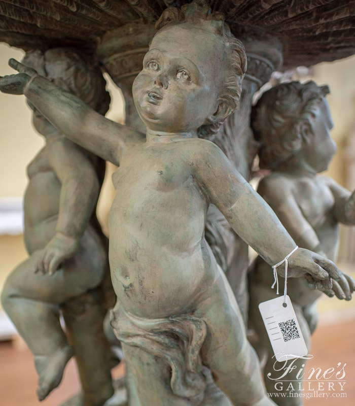 Bronze Fountains  - Cherub On Turtle Pedestal Fountain - BF-202