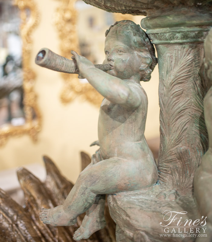 Bronze Fountains  - Cherub On Turtle Pedestal Fountain - BF-202