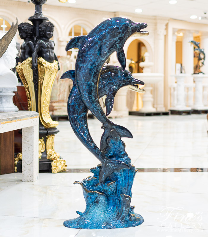 Bronze Fountains  - Two Dolphins Bronze Fountain - BF-383