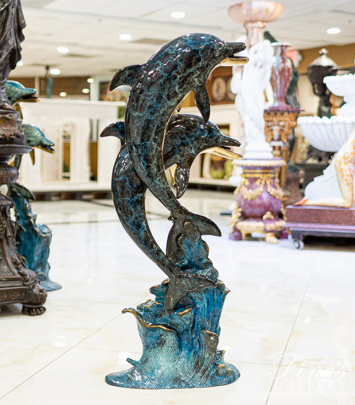 Bronze Fountains  - Two Dolphins Bronze Fountain - BF-383