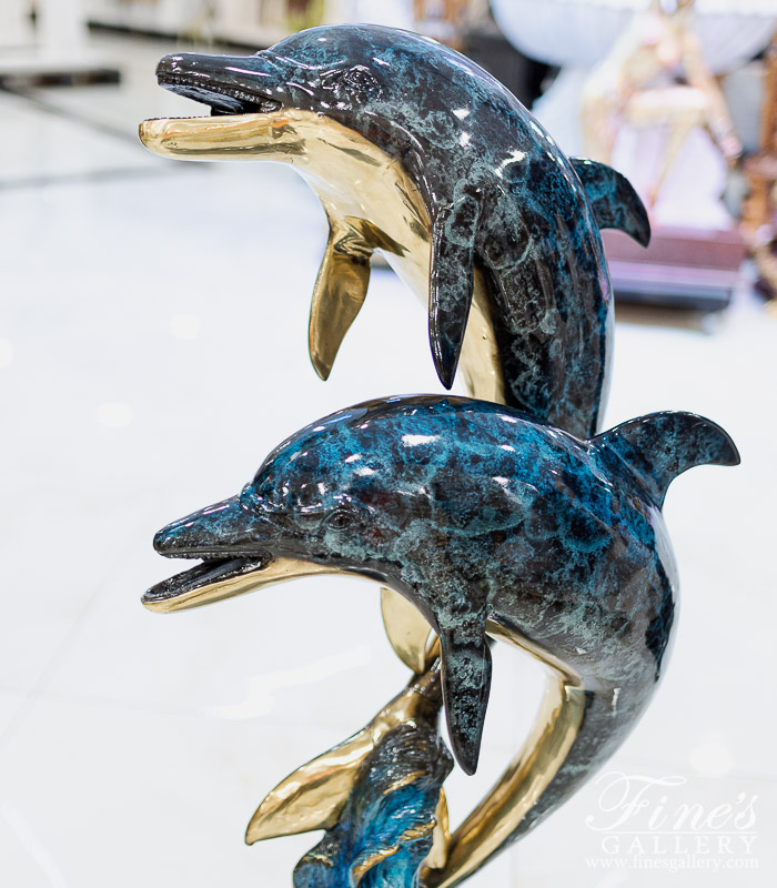 Bronze Fountains  - Two Dolphins Bronze Fountain - BF-383