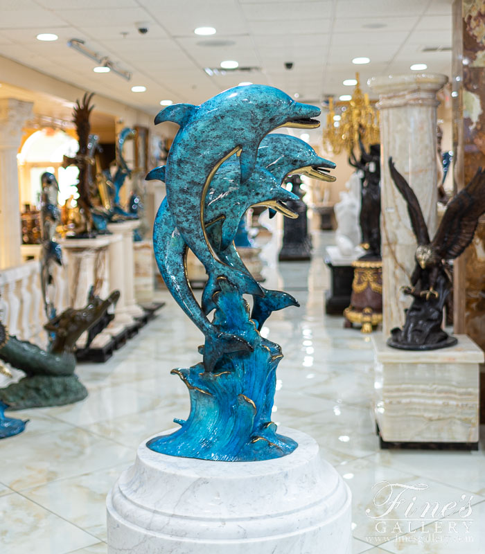 Bronze Fountains  - Bronze Three Dolphins Fountain - BF-384