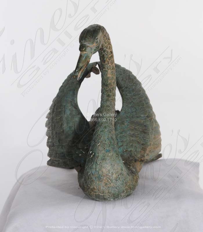 Bronze Fountains  - The Graceful Swan Bronze Fountain In Antique Patina Finish - BF-438