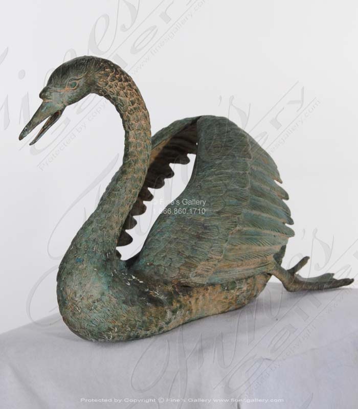 Bronze Fountains  - The Graceful Swan Bronze Fountain In Antique Patina Finish - BF-438