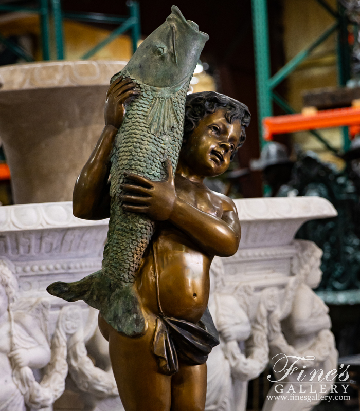 Catch of the Day (Boy Fishing on Tree) Fountain Bronze Garden Statue -  Approx. 34 High by FanShop from Sport Home