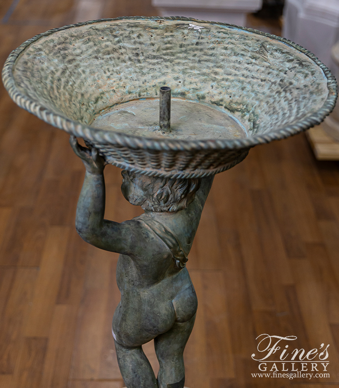 Bronze Fountains  - Boy Holding Basket Bronze Fountain - BF-461