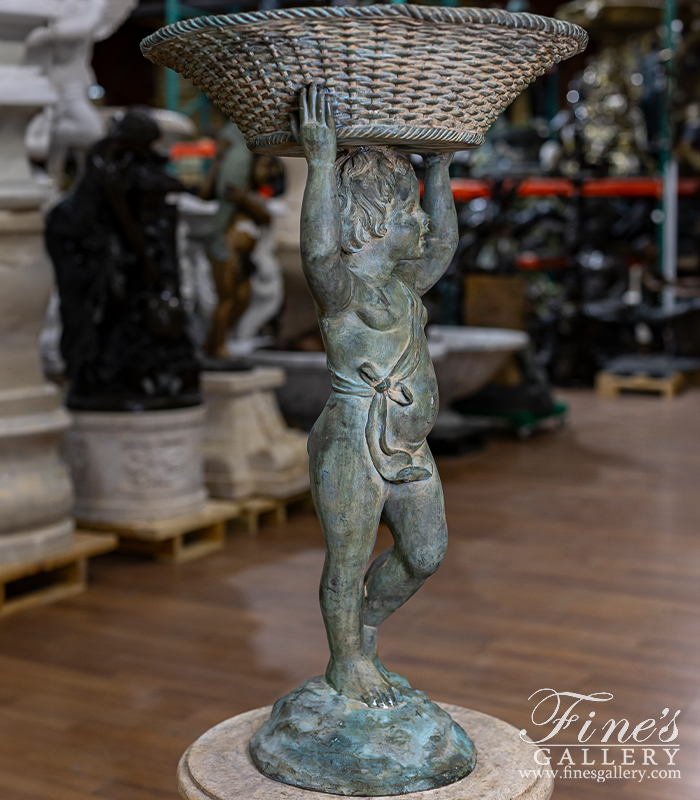 Bronze Fountains  - Boy Holding Basket Bronze Fountain - BF-461