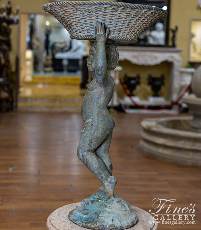 Bronze Fountains  - Boy Holding Basket Bronze Fountain - BF-461