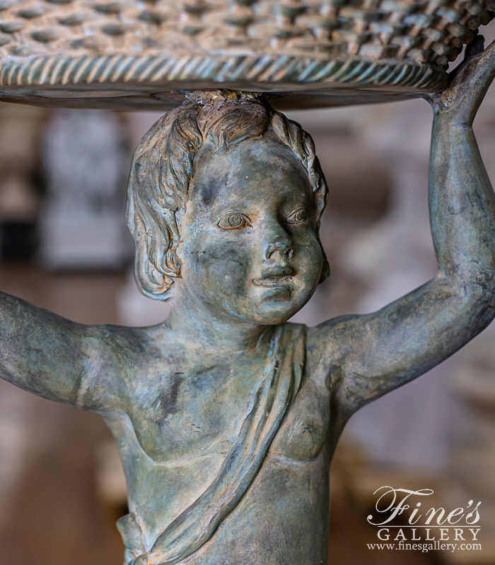 Bronze Fountains  - Boy Holding Basket Bronze Fountain - BF-461