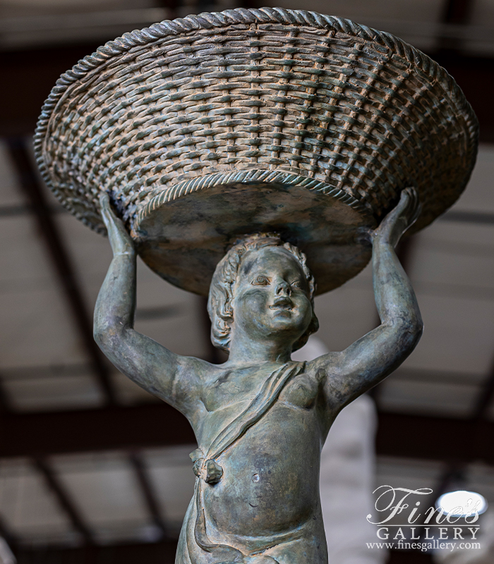 Bronze Fountains  - Boy Holding Basket Bronze Fountain - BF-461