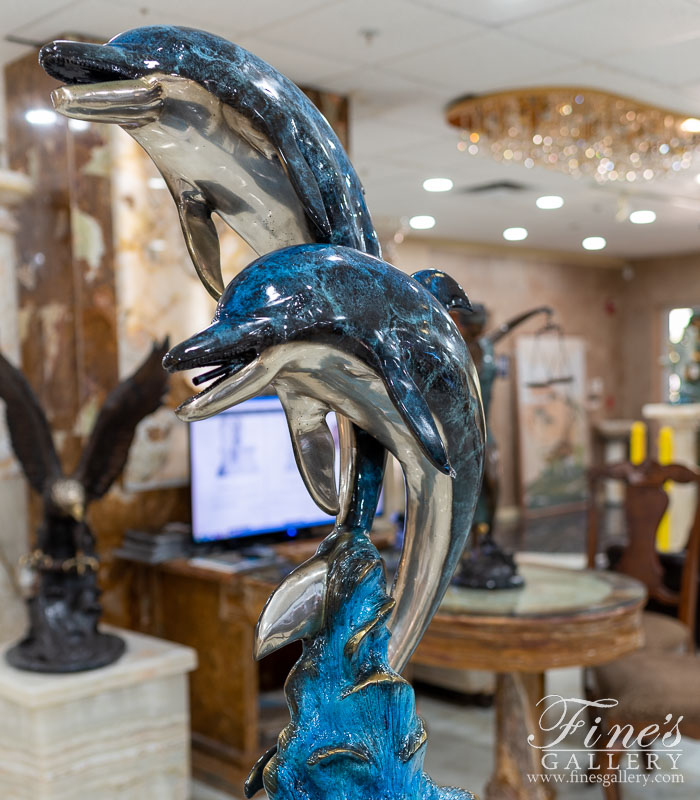 Bronze Fountains  - Leaping Dolphins Bronze Fountain - BF-508