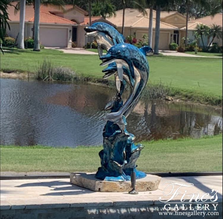Search Result For Bronze Fountains  - Bronze Dolphins Fountain - BF-509