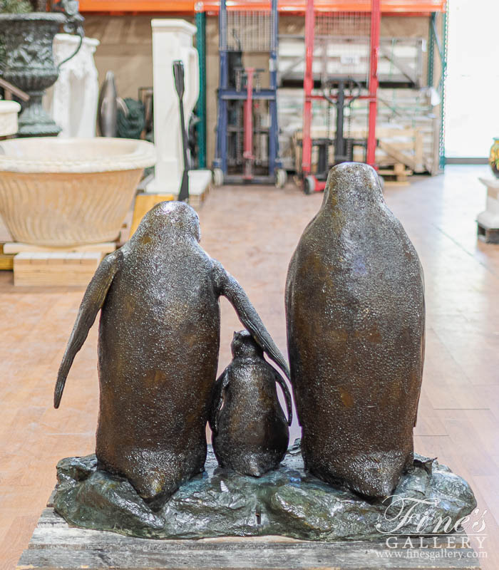 Bronze Fountains  - Penguin Family Bronze Fountain - BF-559