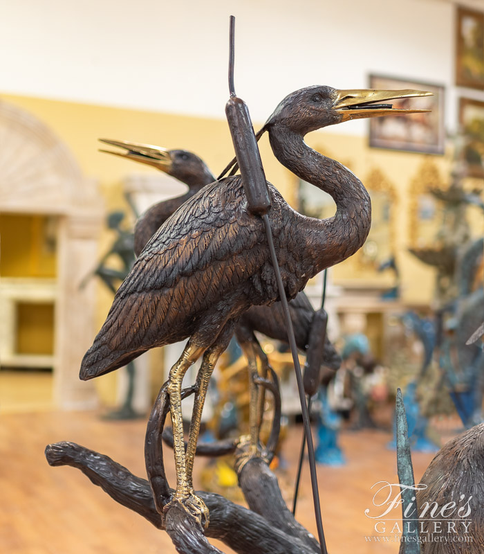 Bronze Fountains  - Great Blue Herons In Bronze - BF-611