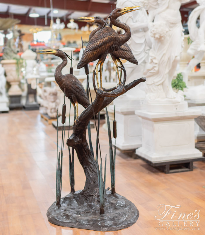 Bronze Fountains  - Great Blue Herons In Bronze - BF-611