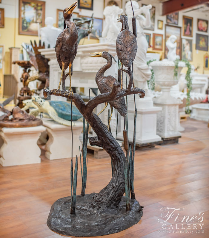 Bronze Fountains  - Great Blue Herons In Bronze - BF-611