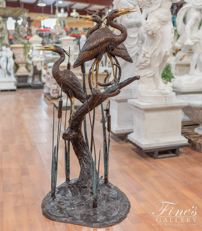 Bronze Fountains  - Great Blue Herons In Bronze - BF-611