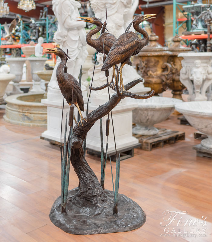 Bronze Fountains  - Great Blue Herons In Bronze - BF-611