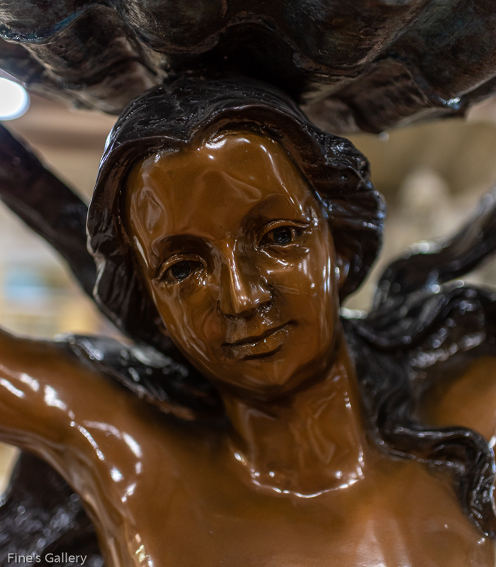 Bronze Fountains  - Lady Holding A Shell Bronze Fountain - BF-712