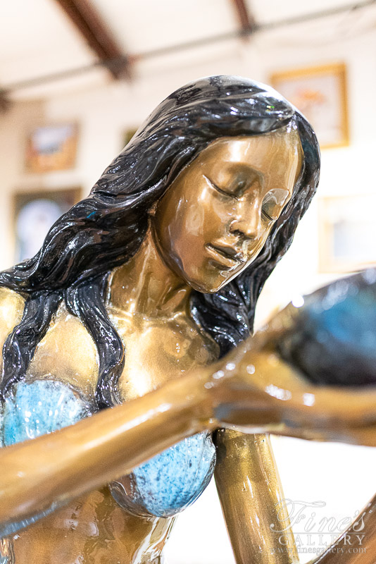 Search Result For Bronze Fountains  - Bronze Mermaid Holding A Shell Fountain - BF-715