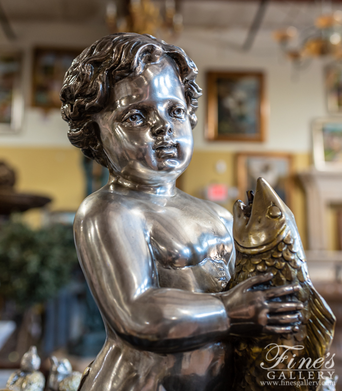 Search Result For Bronze Fountains  - Child With Fish Bronze Founati - BF-764