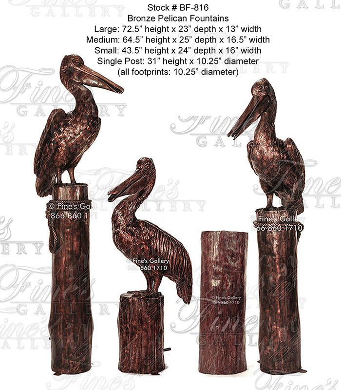 Bronze Fountains  - Set Of Bronze Pelicans - BF-816