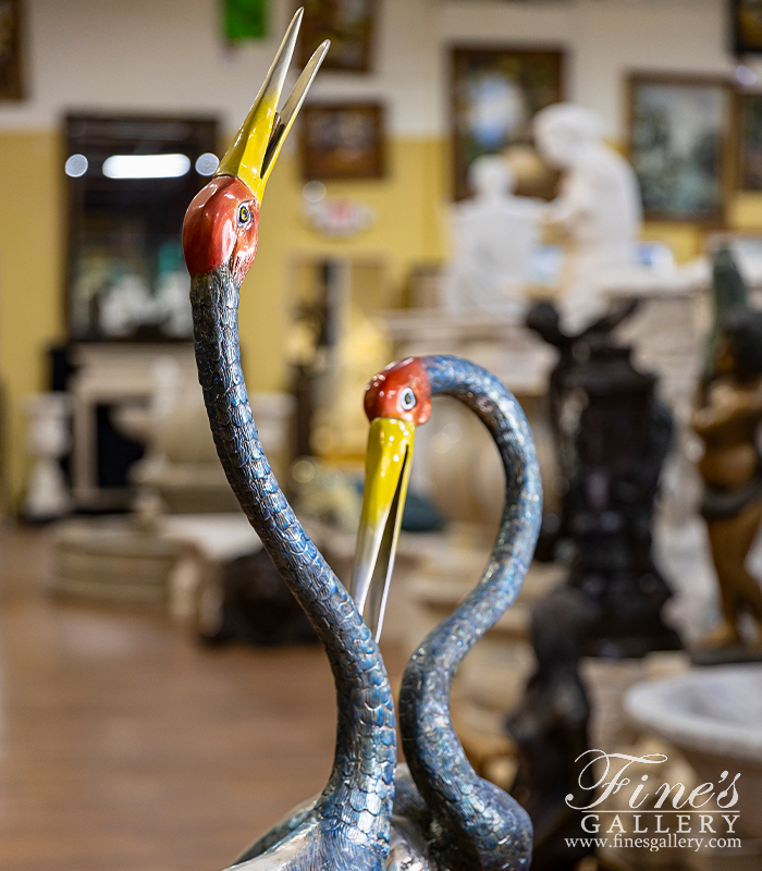 Bronze Fountains  - Colorful Bronze Crane Pair - BF-819