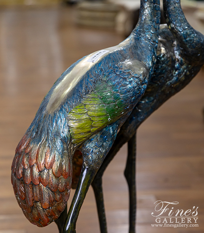 Bronze Fountains  - Colorful Bronze Crane Pair - BF-819